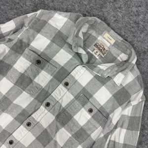 J Crew Classic Fit Double Brushed‎ Flannel Shirt Plaid Grey White Size Medium